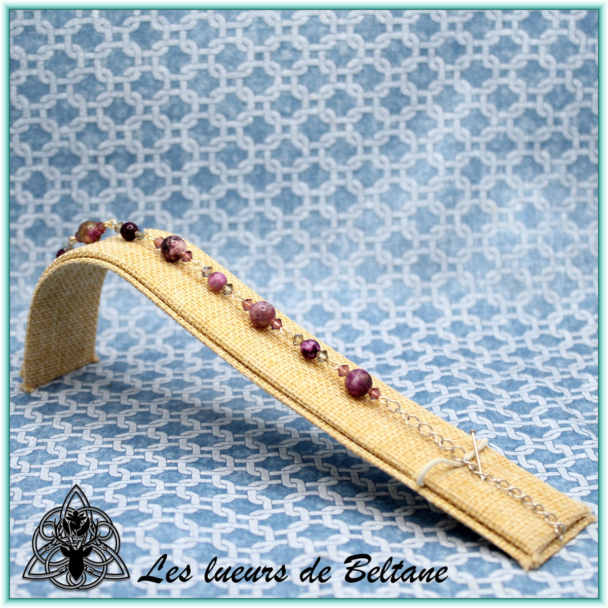 Bracelet pierre et cristal, charoïte