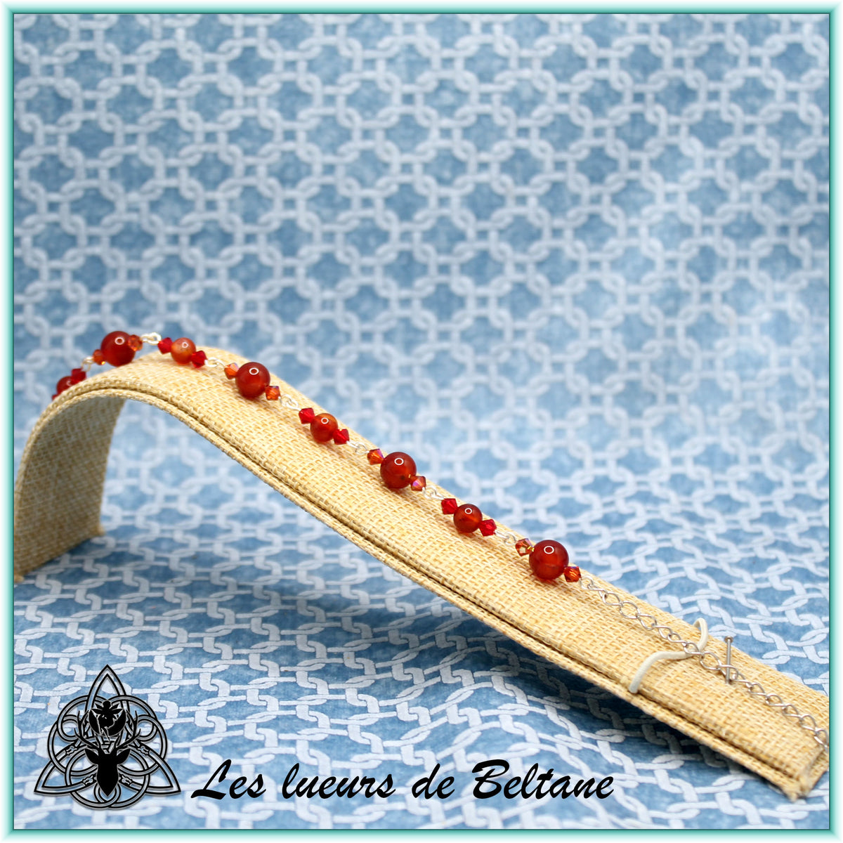 Bracelet pierre et cristal, cornaline