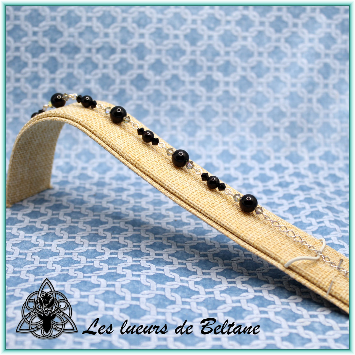 Bracelet pierre et cristal, onyx