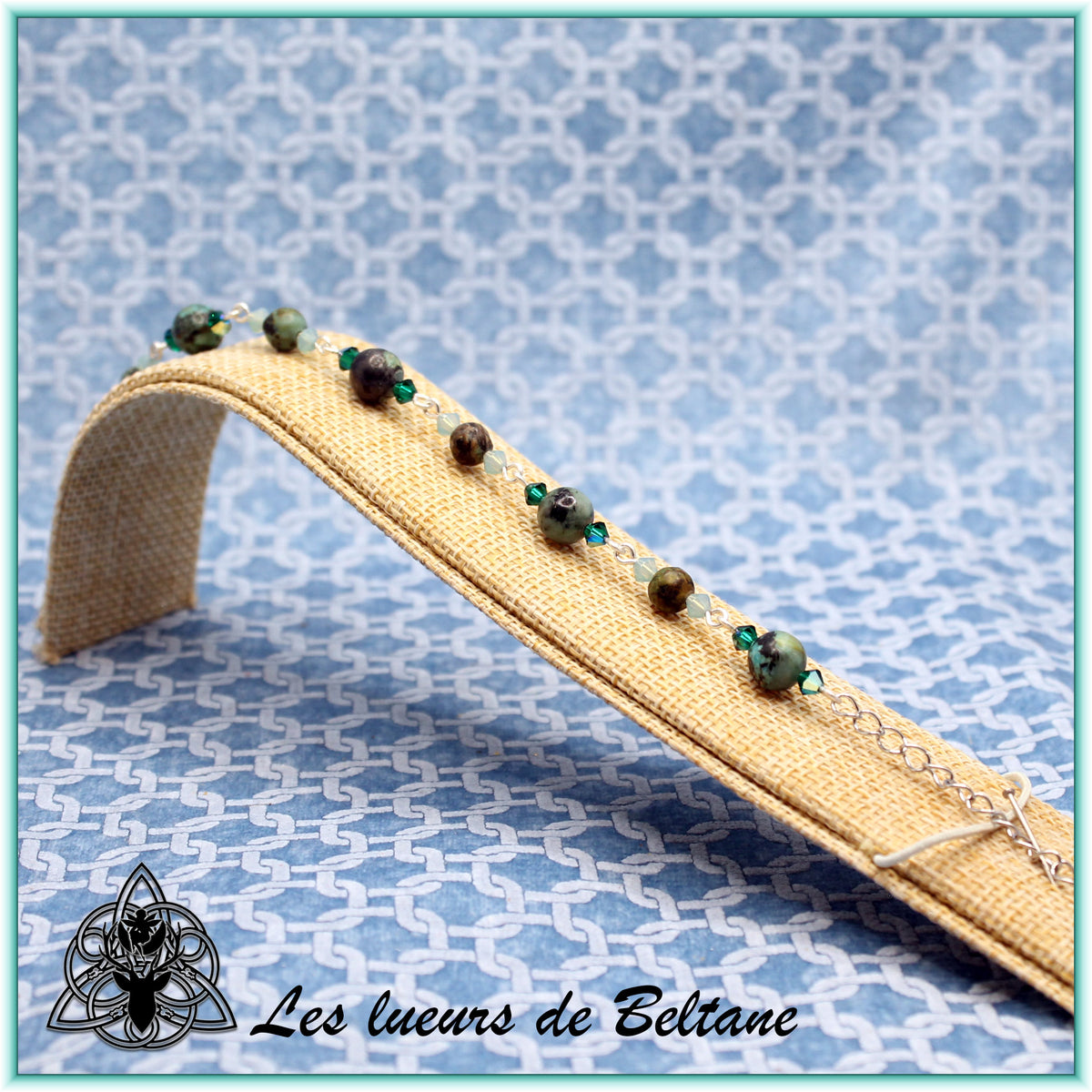 Bracelet pierre et cristal, turquoise africaine