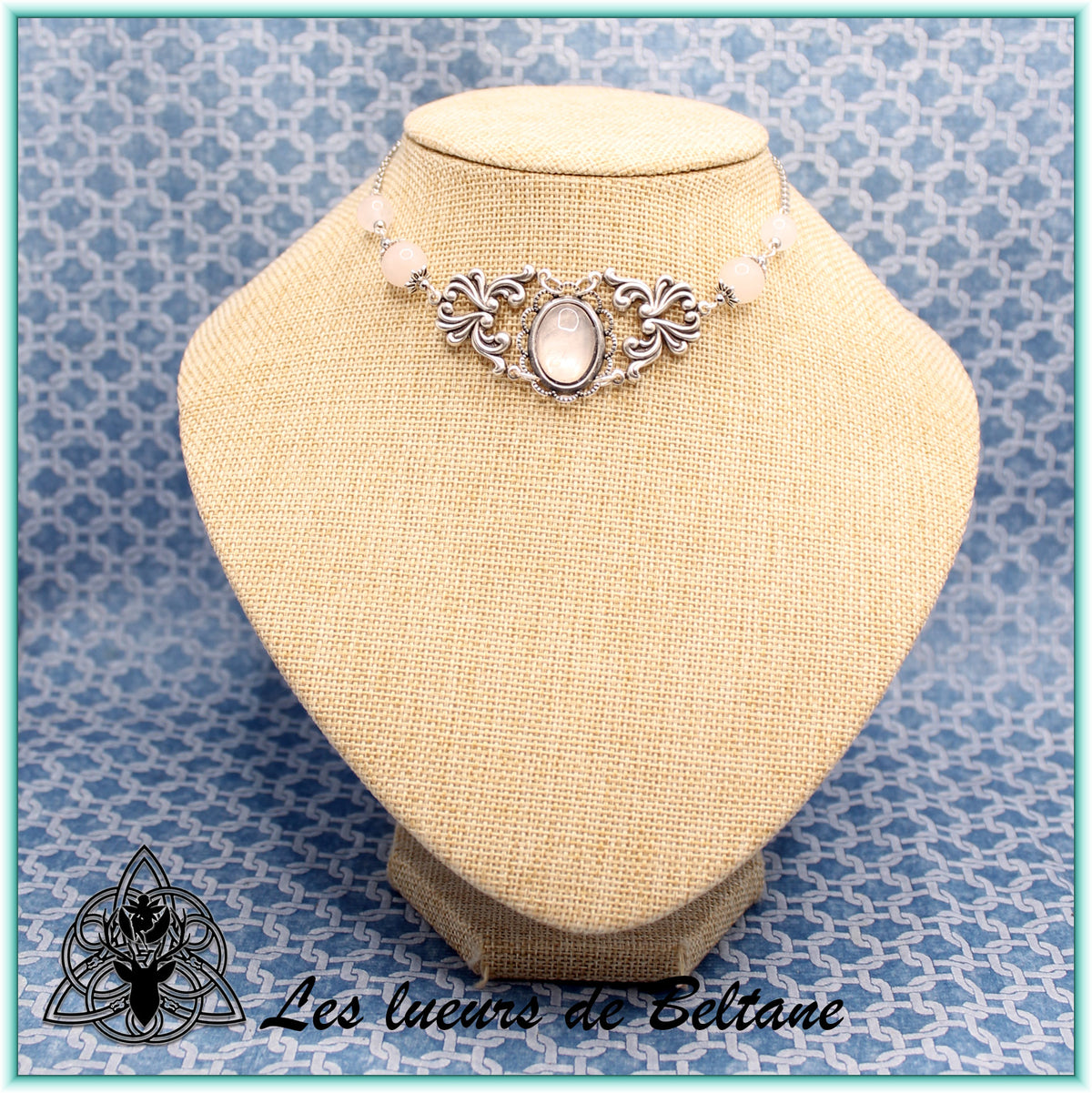 Collier Erell, quartz rose