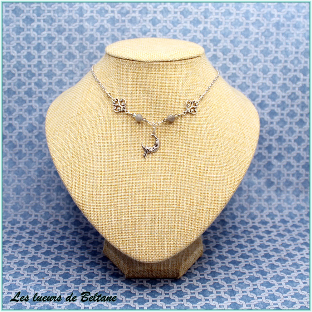 Collier Nolwenn, perles de labradorite