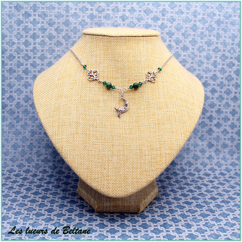 Collier Nolwenn, perles de malachite