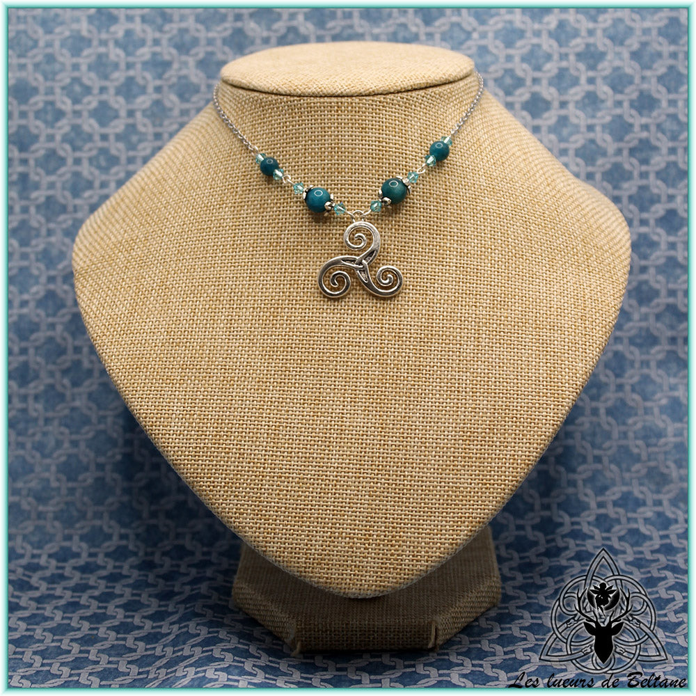 Collier triskell central, pierre d'apatite