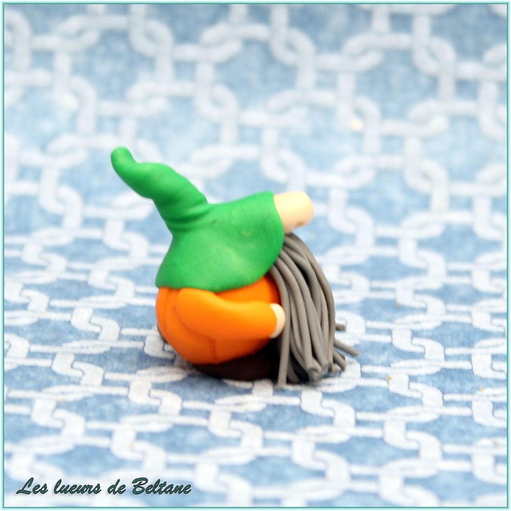Cian, gnome au grand bonnet vert pointu, vu de profil