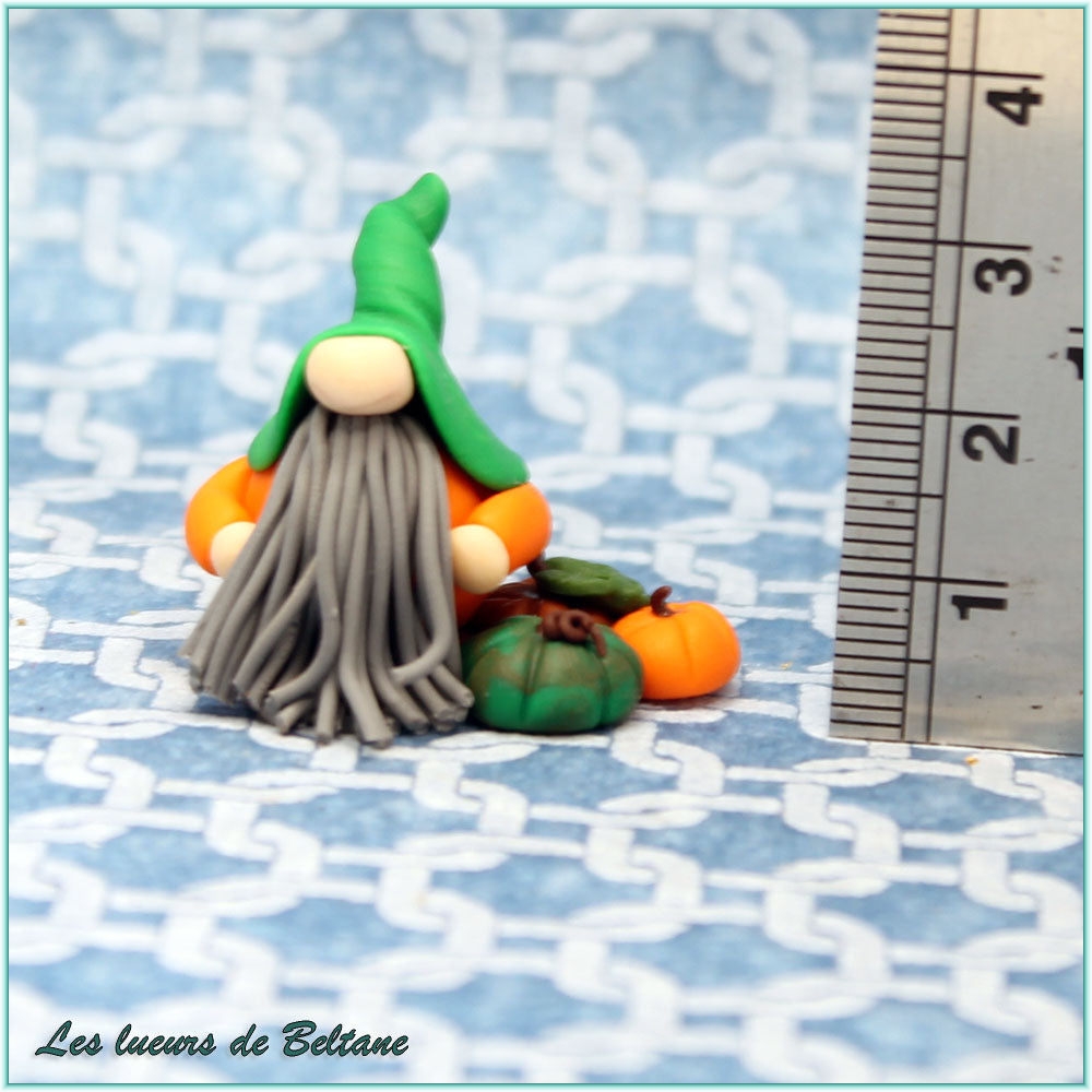 Cian, gnome citrouille fait main, vue de dos