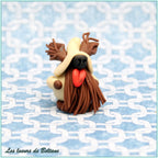 Bleiz, gnome loup-garou clair à la truffe noire et aux longues oreilles poilues, fait main