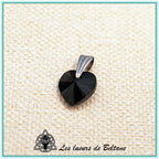 Pendentif petit cœur en cristal, coloris noir