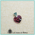 Pendentif petit cœur en cristal, coloris rose fuchsia
