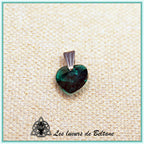 Pendentif petit cœur en cristal, coloris vert émeraude