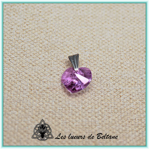 Pendentif petit cœur en cristal, coloris violet clair