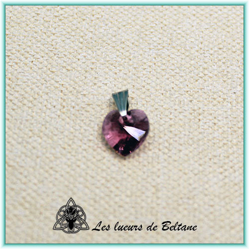 Pendentif petit cœur en cristal, coloris violet